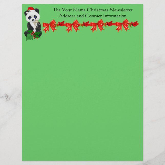 Papier À En-tête Avec Motif Panda de Noël (Devant)