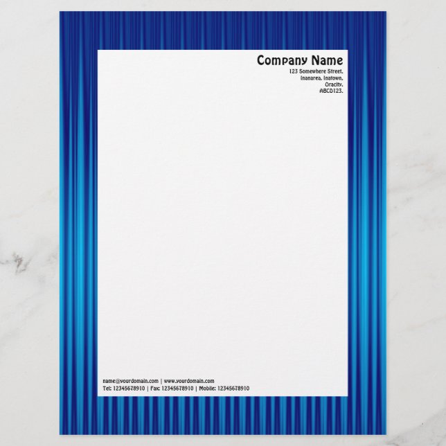 Papier À En-tête Avec Motif Rays II - Nuances de bleu (Devant)