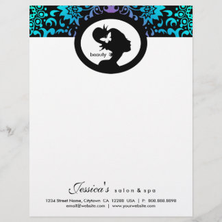 Papier À En-tête Avec Motif Salon Spa Letterhead Butterfly GBP Woman