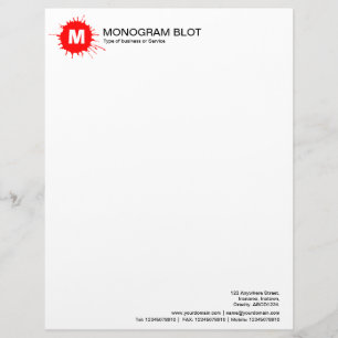 Papier À En-tête Avec Motif Tache de monogramme - rouge