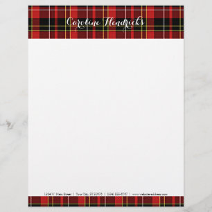 Papier À En-tête Avec Motif Tartan blanc jaune rouge classique personnalisé