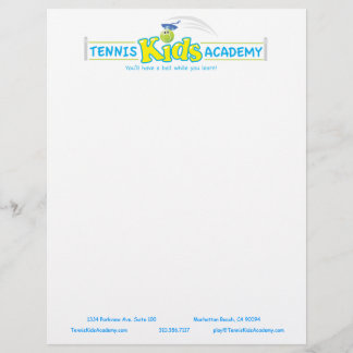 Papier À En-tête Avec Motif Tennis Kids Academy modèle en-tête personnalisé