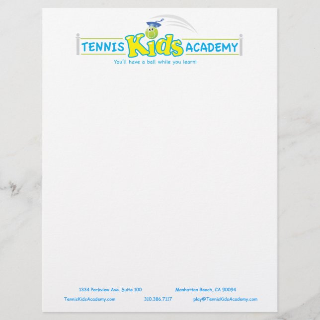 Papier À En-tête Avec Motif Tennis Kids Academy modèle en-tête personnalisé (Devant)