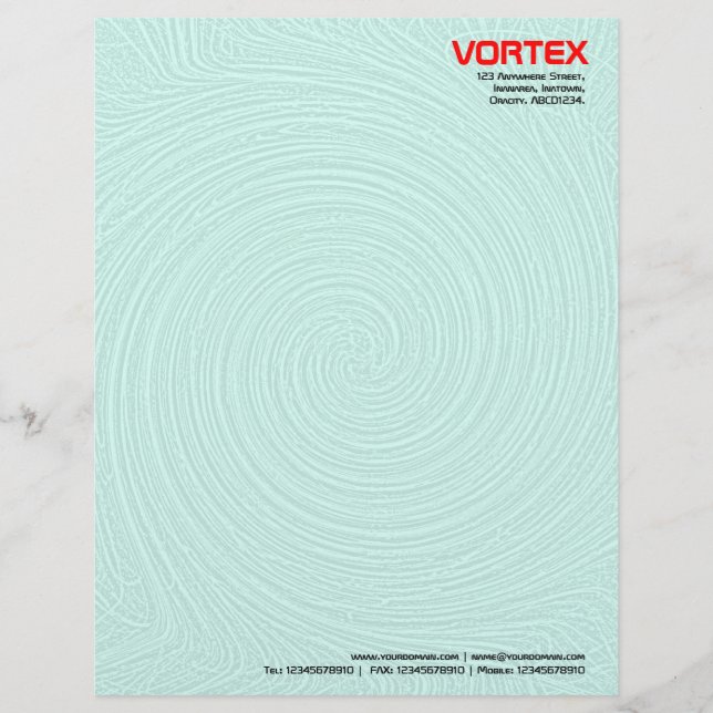 Papier À En-tête Avec Motif Vortex - Blanc à Turquoise pâle (Devant)