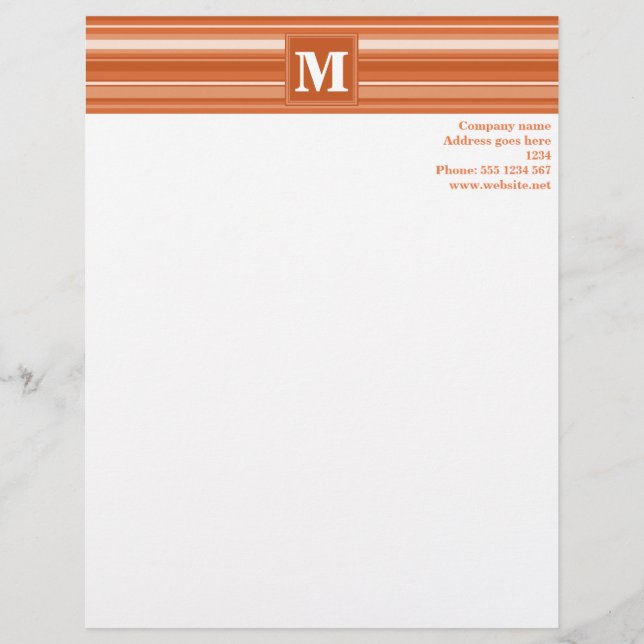 Papier À En-tête Bandes orange monogrammes (Devant)