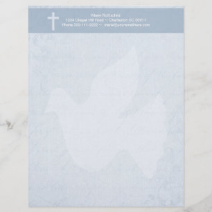 Papier À En-tête Bleu chrétien de croix et d'esprit floral