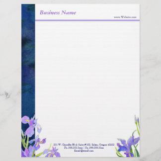 Papier À En-tête Blue Purple Iris Floral Business