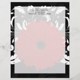 Papier À En-tête Bright Red Gerbera Daisy on Black