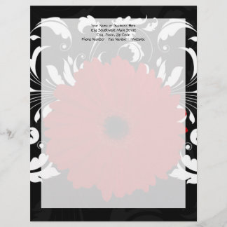 Papier À En-tête Bright Red Gerbera Daisy on Black