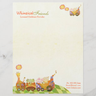 Papier À En-tête Choo Choo Train Bébé Animaux Garderie Entreprises