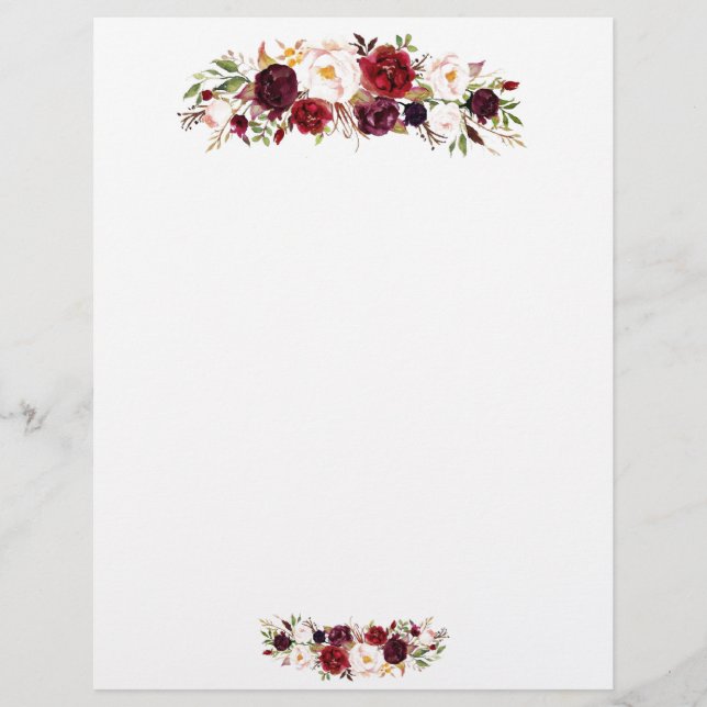Papier à en-tête - Conception florale (Devant)