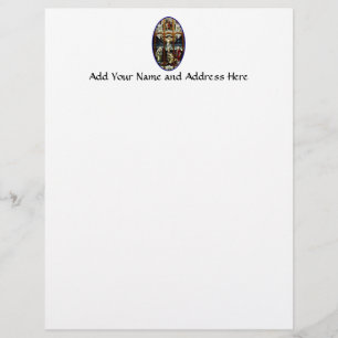 Papier À En-tête Crucifixion de fenêtre en verre teinté de Jésus