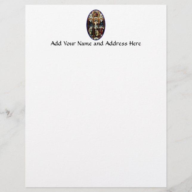 Papier À En-tête Crucifixion de fenêtre en verre teinté de Jésus (Devant)