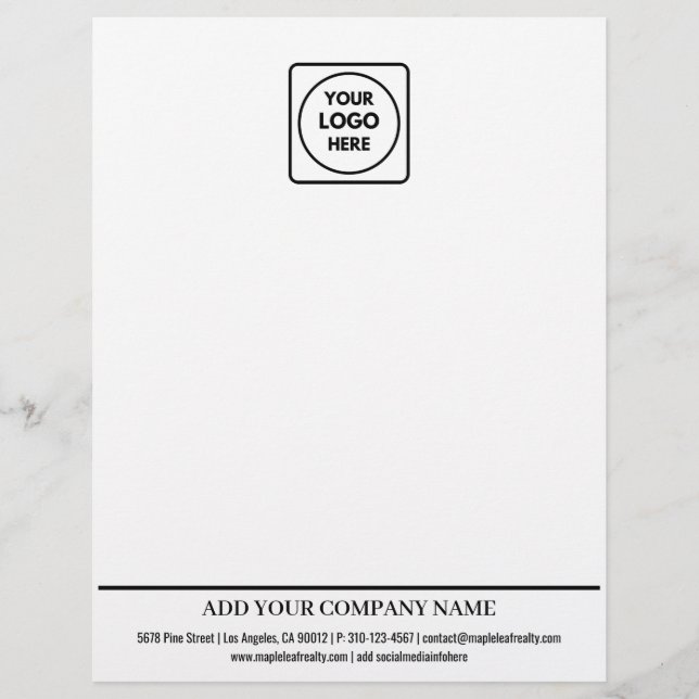 Papier à en-tête de base avec logo et coordonnées  (Devant)