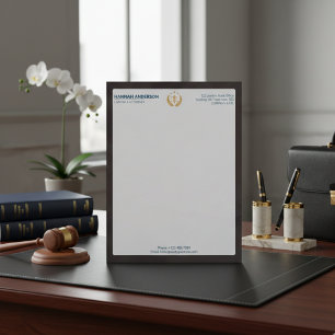 Papier à en-tête de luxe pour avocat en cuir brun