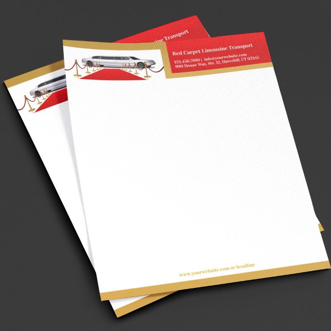 Papier à en-tête de service tapis rouge de limousi (Créateur téléchargé)