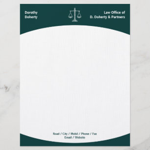 Papier À En-tête Échelles de justice OFFICE DU DROIT Letterhead