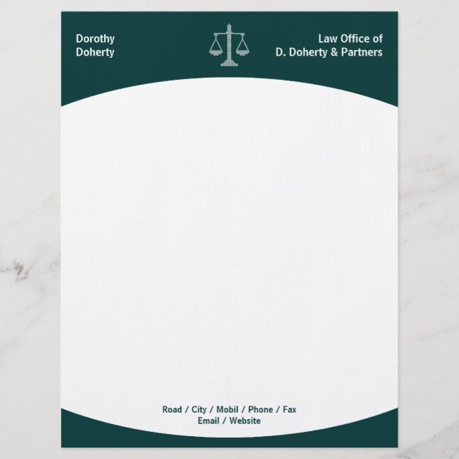 Papier À En-tête Échelles de justice OFFICE DU DROIT Letterhead (Devant)