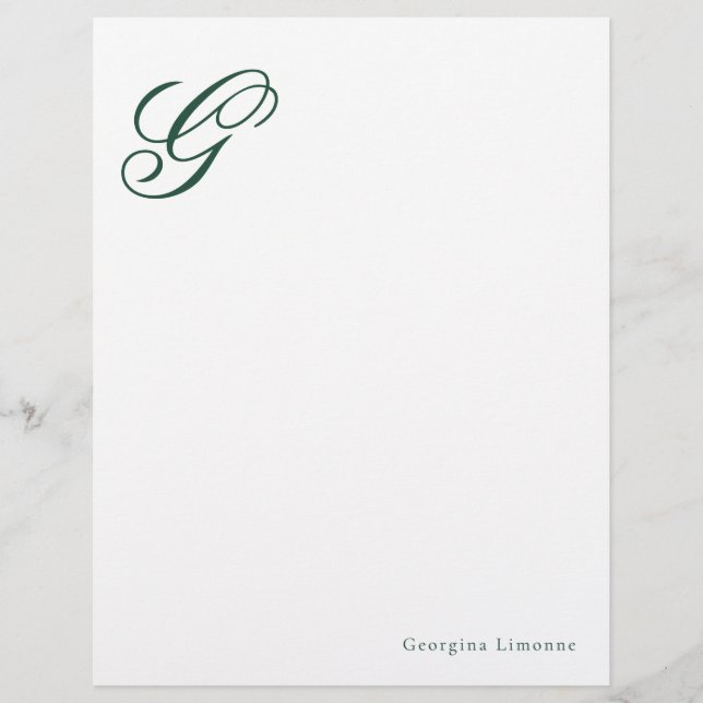 Papier à en-tête élégant monogramme vert émeraude (Devant)