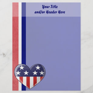 Papier À En-tête En-tête Patriotique Heart