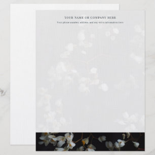Papier à en-tête floral élégant noir et blanc