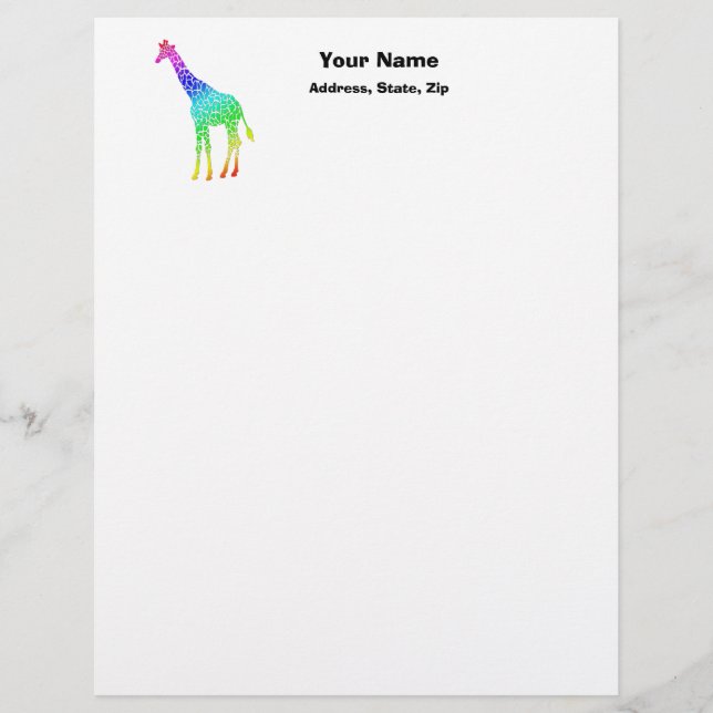 Papier À En-tête Giraffe colorée (Devant)