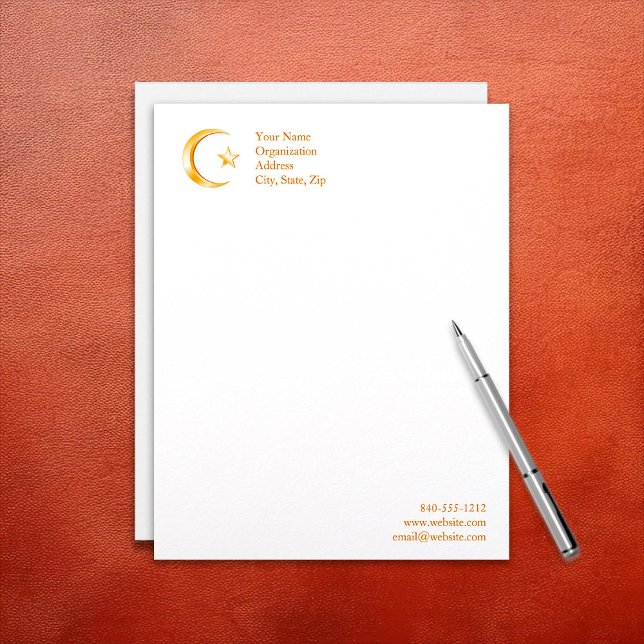 Papier À En-tête Islam (Islam Symbol Letterhead.
Crescent moon and star, symbol of Islam. Customize with your text. )