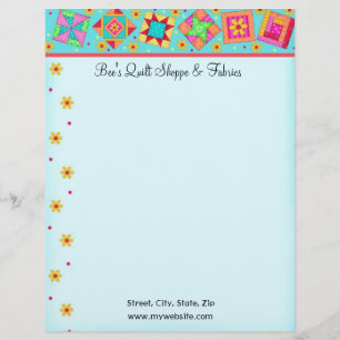 Papier À En-tête L'édredon de patchwork de turquoise bloque