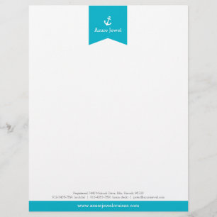 Papier À En-tête lettre d'Ancre aqua ruban drapeau nautique