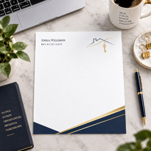 Papier à en-tête Luxe Or Navy Moderne pour Agent I