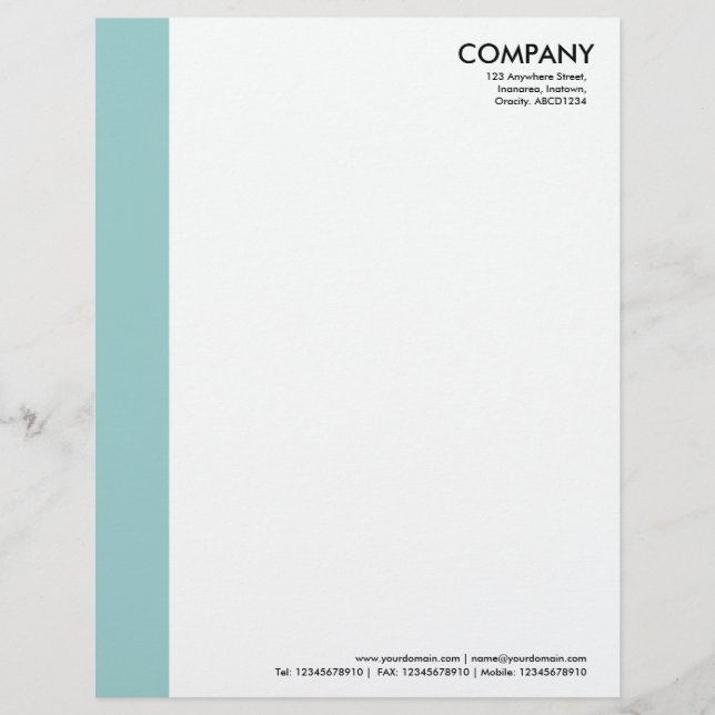 Papier À En-tête Marge de couleur - Vert bleu clair (Devant)