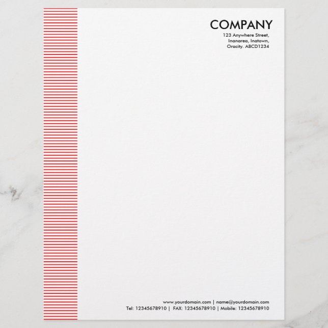 Papier À En-tête Marge linéaire - Rouge (Devant)