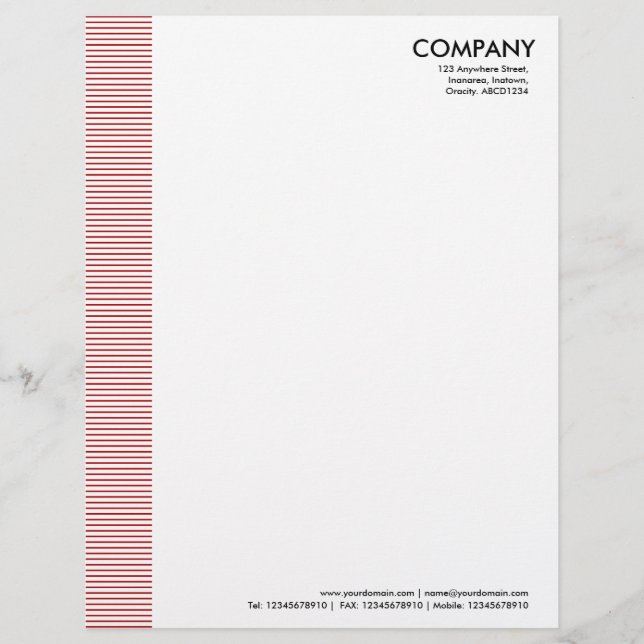 Papier À En-tête Marge linéaire - Rouge rubis (Devant)