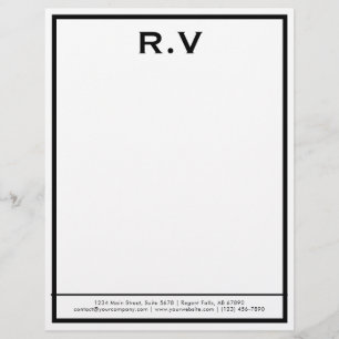 Papier à en-tête moderne avec monogramme et bordur