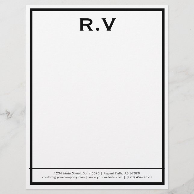 Papier à en-tête moderne avec monogramme et bordur (Devant)