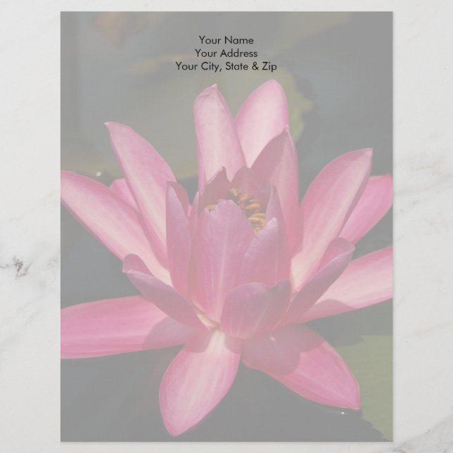 Papier À En-tête Nénuphar rose Lotus (Devant)