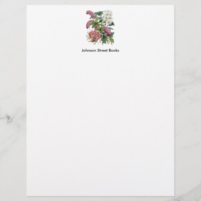 Papier À En-tête Page botanique vintage (Devant)