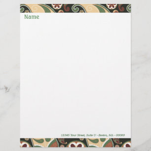 Papier À En-tête Paisley & Lettres florales