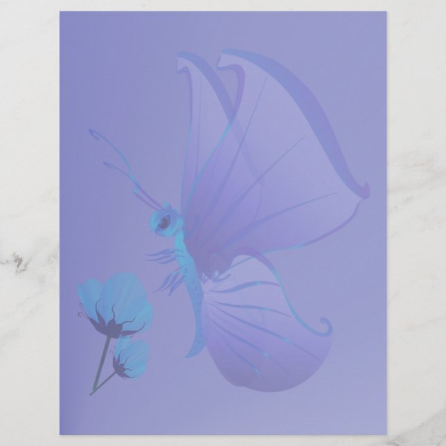 Papier à en-tête papillon Lady Blue (Devant)
