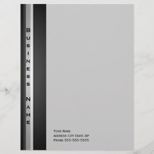Papier À En-tête Personnalisable Aspect argent et métal noir