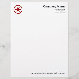 Papier À En-tête Personnalisable Astérisque cerclé - Rouge rubis