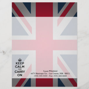 Papier À En-tête Personnalisable British Keep Calm Carry Lettres en-tête