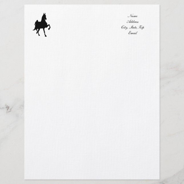Papier À En-tête Personnalisable Cheval saddlebred (Devant)