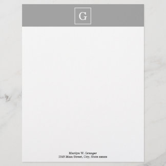 Papier À En-tête Personnalisable Dark Gray White Framed