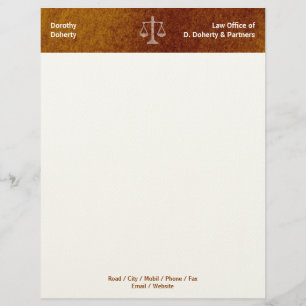 Papier À En-tête Personnalisable Échelles de justice OFFICE DU DROIT Letterhead