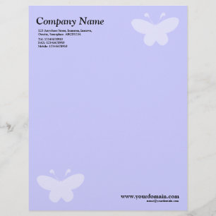 Papier À En-tête Personnalisable Elégant Motif Papillon - Bleu clair