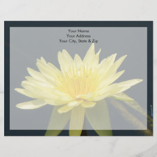 Papier À En-tête Personnalisable Fleur Nénuphar Lotus Jaune