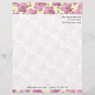 Papier À En-tête Personnalisable Floral Pink Garden Flowers Photo Adresse personnal