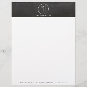 Papier À En-tête Personnalisable FORK SPOON KNIFE CHALKBOARD LOGO for Restaurant