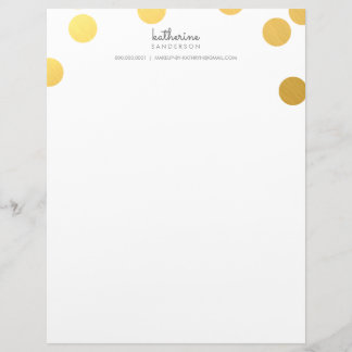 Papier À En-tête Personnalisable GRANDE CONFETTI SPOT moderne gras feuille or gris